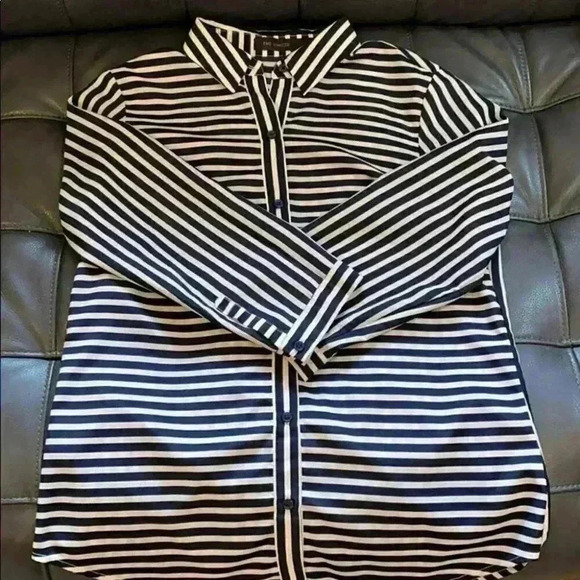 The Limited Blue, White Striped Button Up Blouse Size Small - Picture 2 of 7